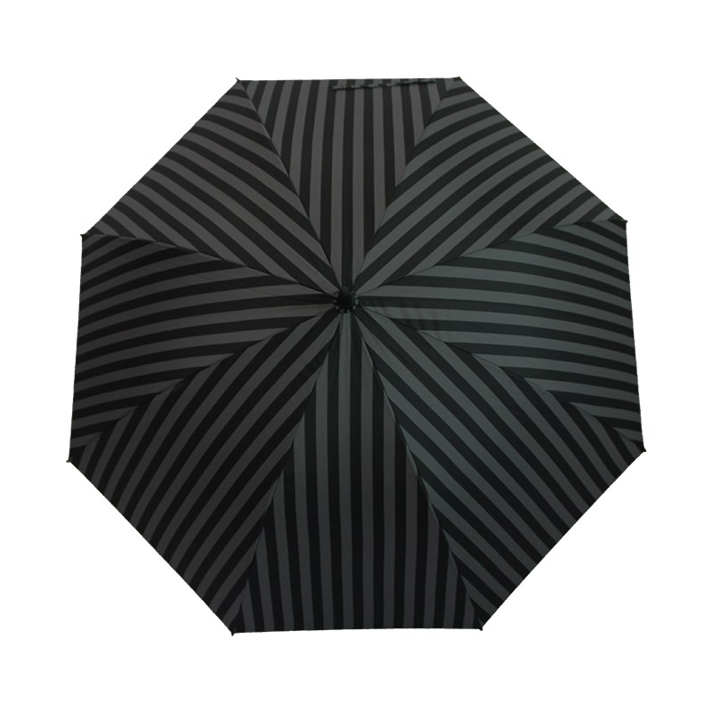 英倫風黑灰條紋長柄傘